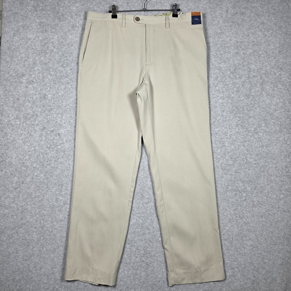 Tommy Bahama Pants Mens Sz 36x32 Abbey Stone New St Thomas FF Silk Straight NEW
